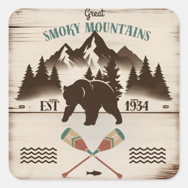 Great Smoky Mountains, TN bear Square Sticker (Front)
