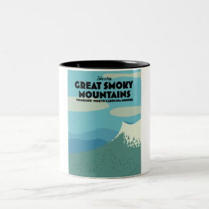 Great Smoky Mountains travel poster. Two-Tone Coffee Mug