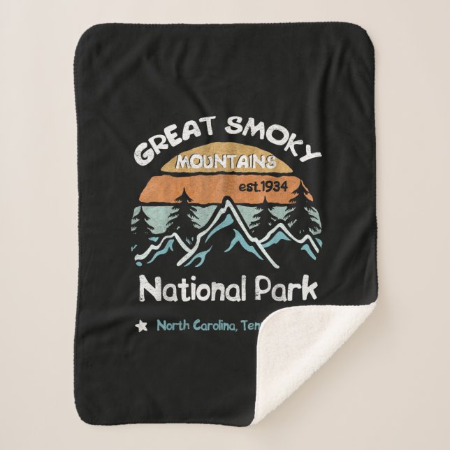 Great Smoky Mountains US National Park Camping Sherpa Blanket (Front)