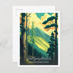 Great Smoky Mountains vintage travel illustration Postcard
