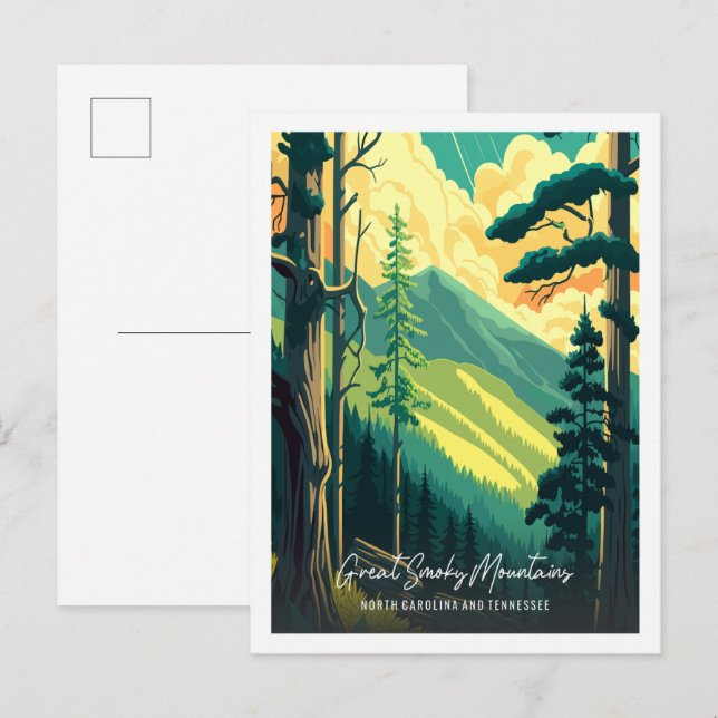 Great Smoky Mountains vintage travel illustration Postcard (Front/Back)