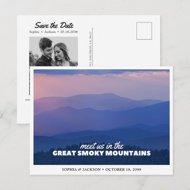 Great Smoky Mountains Wedding Save the Date Postcard (Front/Back)