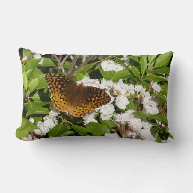 Great Spangled Fritillary on Mountain Laurel Lumbar Cushion (Front)