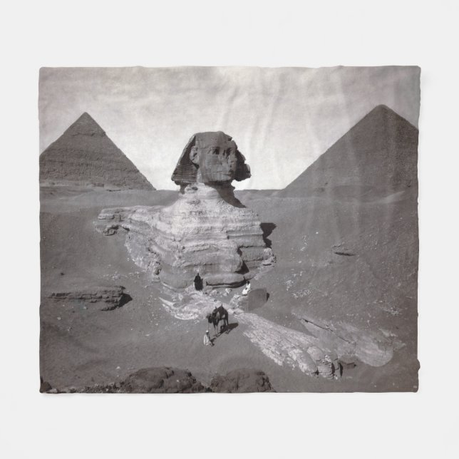 Great Sphinx & Giza Pyramids Necropolis Egypt Fleece Blanket (Front (Horizontal))