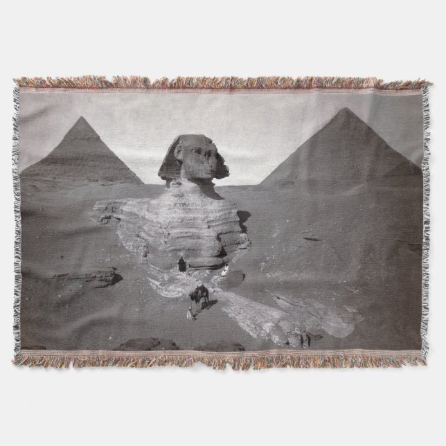 Great Sphinx & Giza Pyramids Necropolis Egypt Throw Blanket (Front)