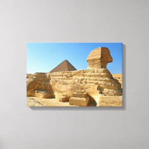 Great Sphinx of Giza with Khafre pyramid - Egypt Canvas Print