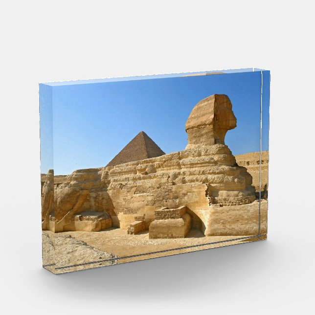 Great Sphinx of Giza with Khafre pyramid - Egypt Photo Block (Left)