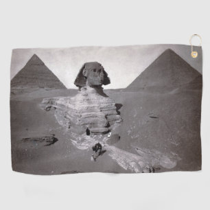 Great Sphinx Unexcavated & Giza Pyramids Egypt Golf Towel