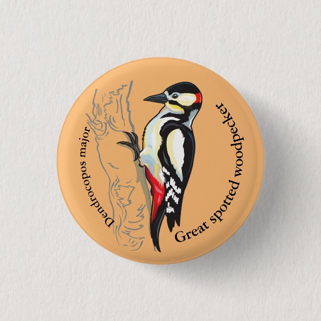 great spotted woodpecker 3 cm round badge (Front)