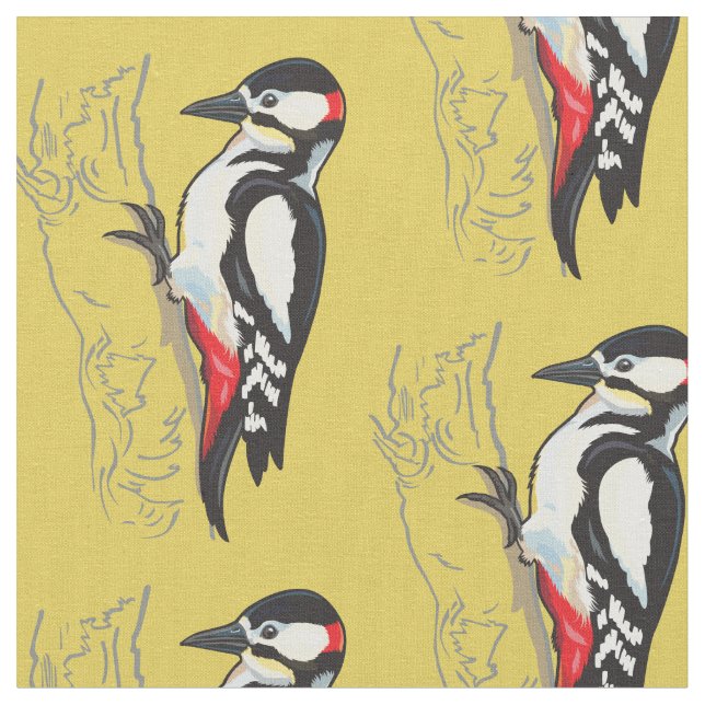 great spotted woodpecker fabric (Close Up)