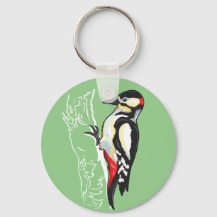 great spotted woodpecker key ring