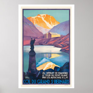 Great St. Bernard Pass Vintage Travel Poster by