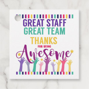 Great Staff Gift Tag Thanks For Being Awesome