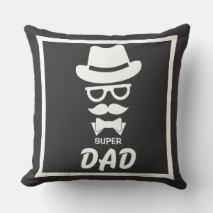 Great Super Dad Face with Moustaches, Hat, sunglas Cushion