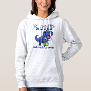 Great T-Rex In April We Wear Blue Autism Awareness Hoodie