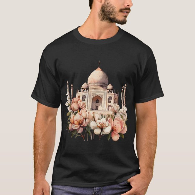 Great Taj Mahal India Sightseeing Motif T-Shirt (Front)