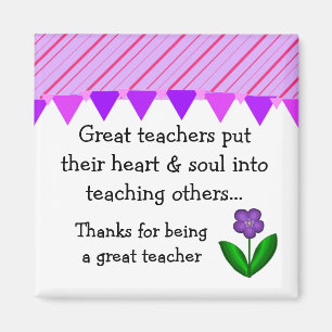 Great Teacher Stripes and Floral Saying Magnet