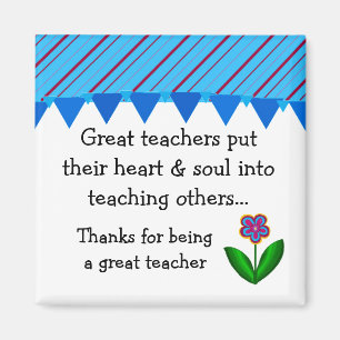Great Teacher Stripes and Floral Saying Magnet