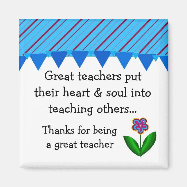 Great Teacher Stripes and Floral Saying Magnet (Front)