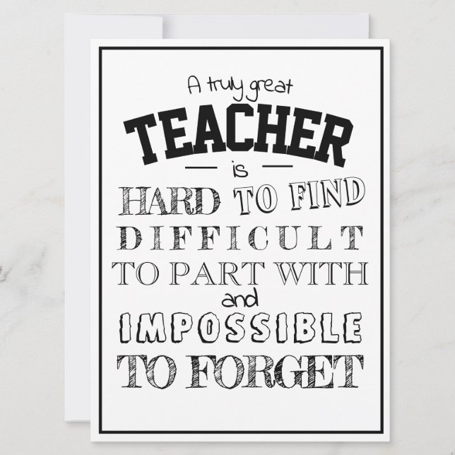 Great teacher Thank you Appreciation Gift for him Card (Front)