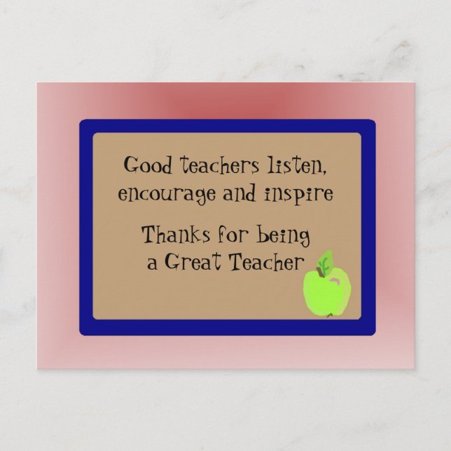 Great Teacher Thank You Postcard (Front)