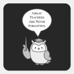 Great Teachers Are Never Forgotten Cute Owl Square Sticker