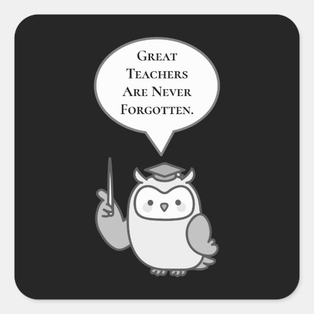 Great Teachers Are Never Forgotten Cute Owl Square Sticker (Front)