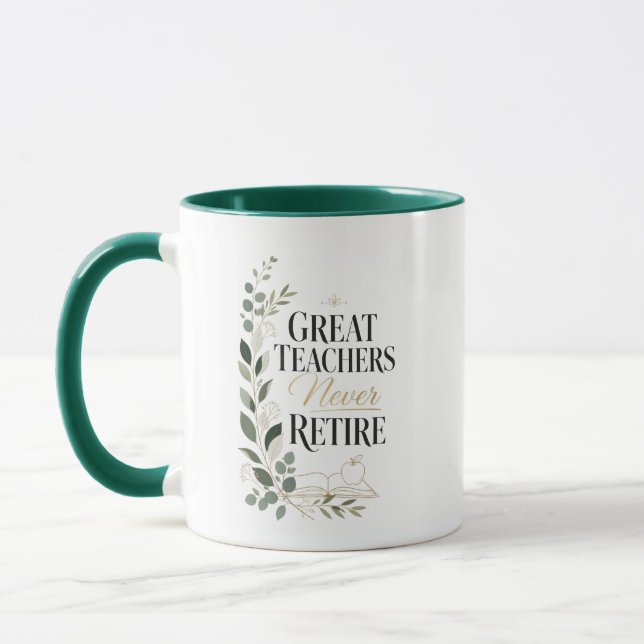 Great Teachers Never Retire Custom Name Mug (Left)