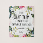 Great Team thank you gift Amazing team quote Jigsaw Puzzle<br><div class="desc">A great gift for your great team!</div>