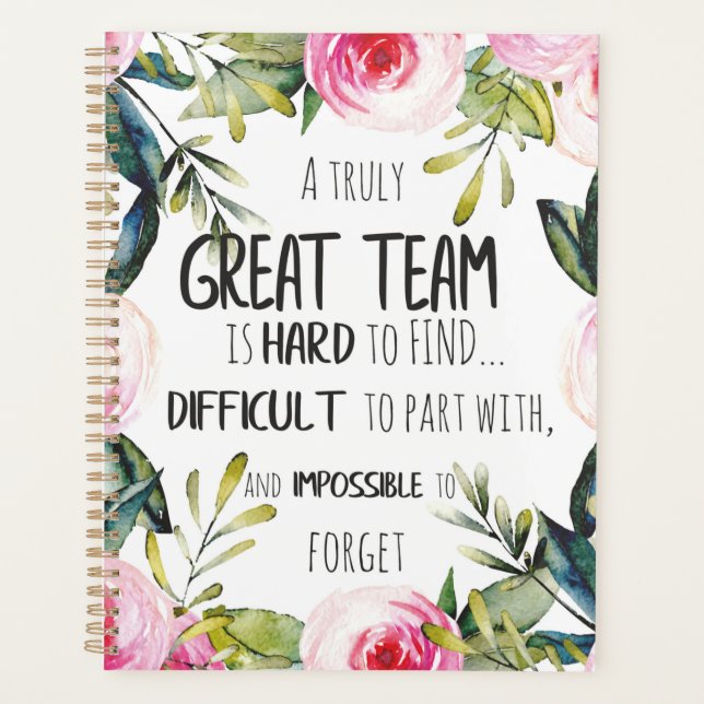 Great Team thank you gift Amazing team quote Planner (Front)