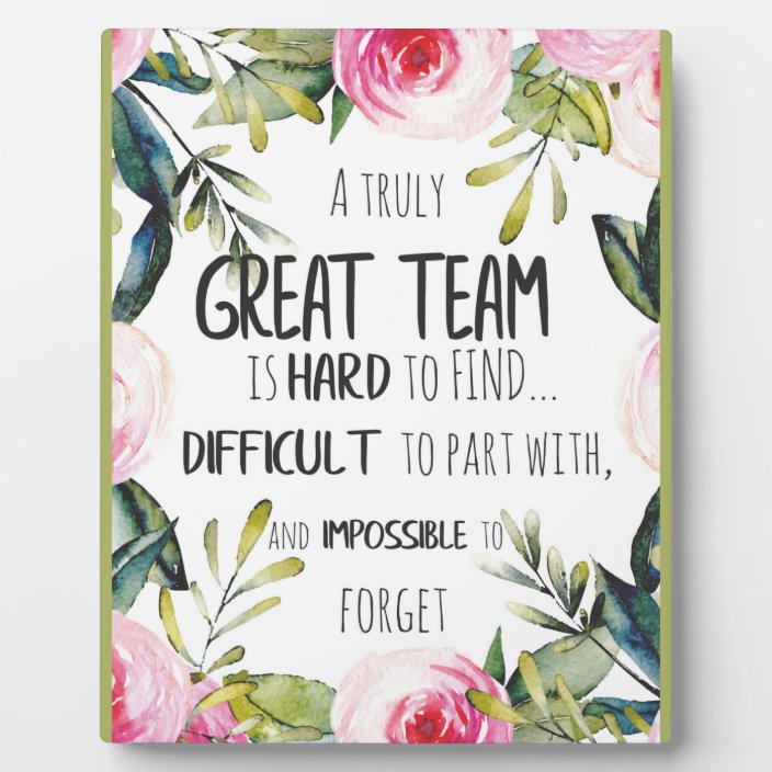 Great Team thank you gift Amazing team quote Plaque Zazzle.co.uk