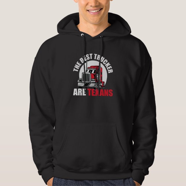 Great Texan Trucker Saying Longhorn Texas Truck Dr Hoodie (Front)