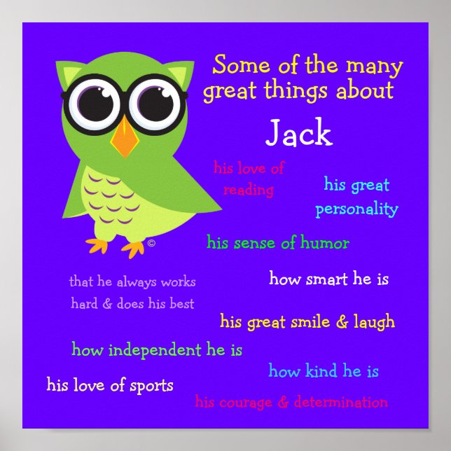 Great things about . . . Cute Owl Poster (Front)