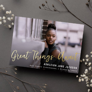 Great Things Await Graduation Photo Announcement