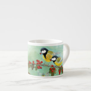 Great Tit Birds, Red Robin & Hawthorn Berries   Espresso Cup