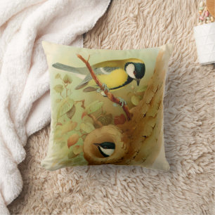 Great tit- Colourful bird, Art Cushion