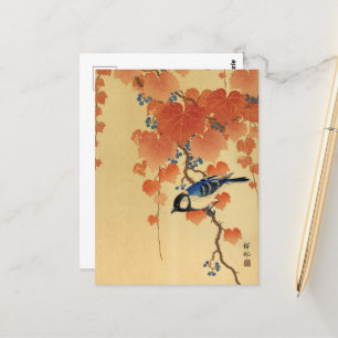 Great Tit on Paulownia Branch by Ohara Koson Postcard