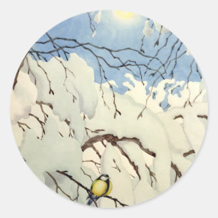 Great Tit - Theodor Severin Kittelsen Classic Round Sticker