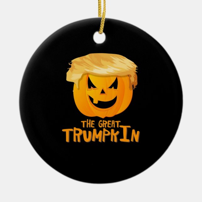 Great Trumpkin Funny Halloween Ceramic Tree Decoration (Front)