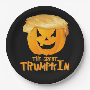 Great Trumpkin Funny Halloween Paper Plate