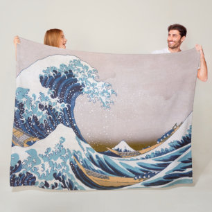 Great Tsunami Wave off Kanagawa Japan by Hokusai Fleece Blanket