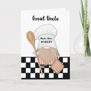 Great Uncle Birthday Whimsical Gnome Baker Baking Card