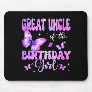 Great Uncle Of The Birthday Girl Butterfly Family Mouse Mat