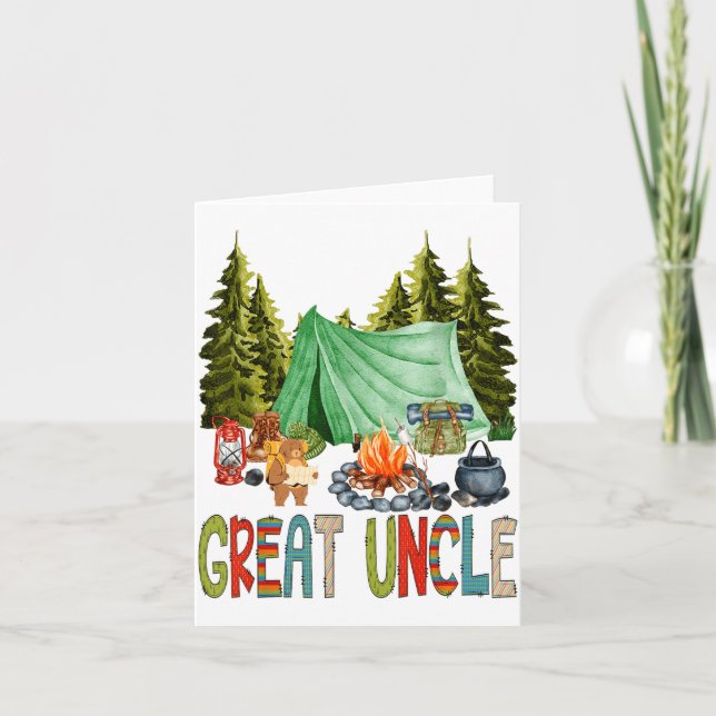 Great Uncle Of The Happy Camper 1st Birthday Bear  Card (Front)