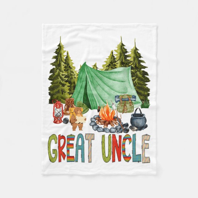 Great Uncle Of The Happy Camper 1st Birthday Bear  Fleece Blanket (Front)