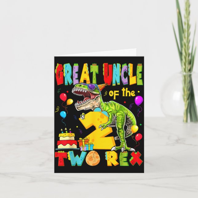 Great uncle of the two rex 2nd birthday boy card (Front)