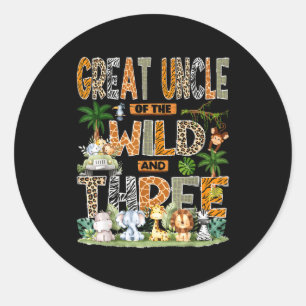 Great Uncle Of The Wild & Three 3rd Birthday S Classic Round Sticker