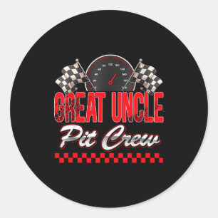 Great Uncle T Crew Race Car Birthday Boy Racing Fa Classic Round Sticker