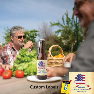GREAT USA ALASKA STATE MONOGRAM BEER BOTTLE LABEL