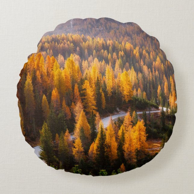 Great view of winding road. Dramatic and gorgeous  Round Cushion (Front)